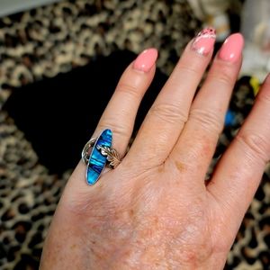 Artisan crafted sterling silver abalone ring